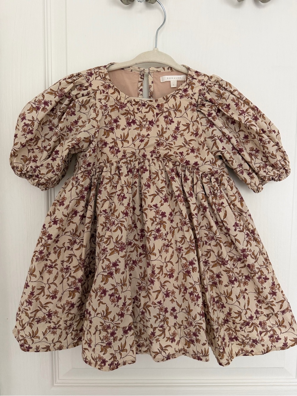 Noralee Cream Floral Puff-Sleeve Dress for Girls